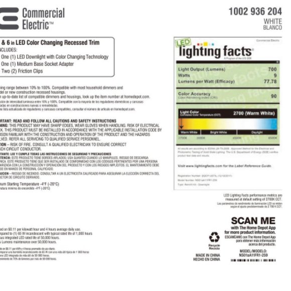 5/6 in Matte White Integrated LED Recessed Light Energy Star Rated New Open Box - Picture 7 of 7